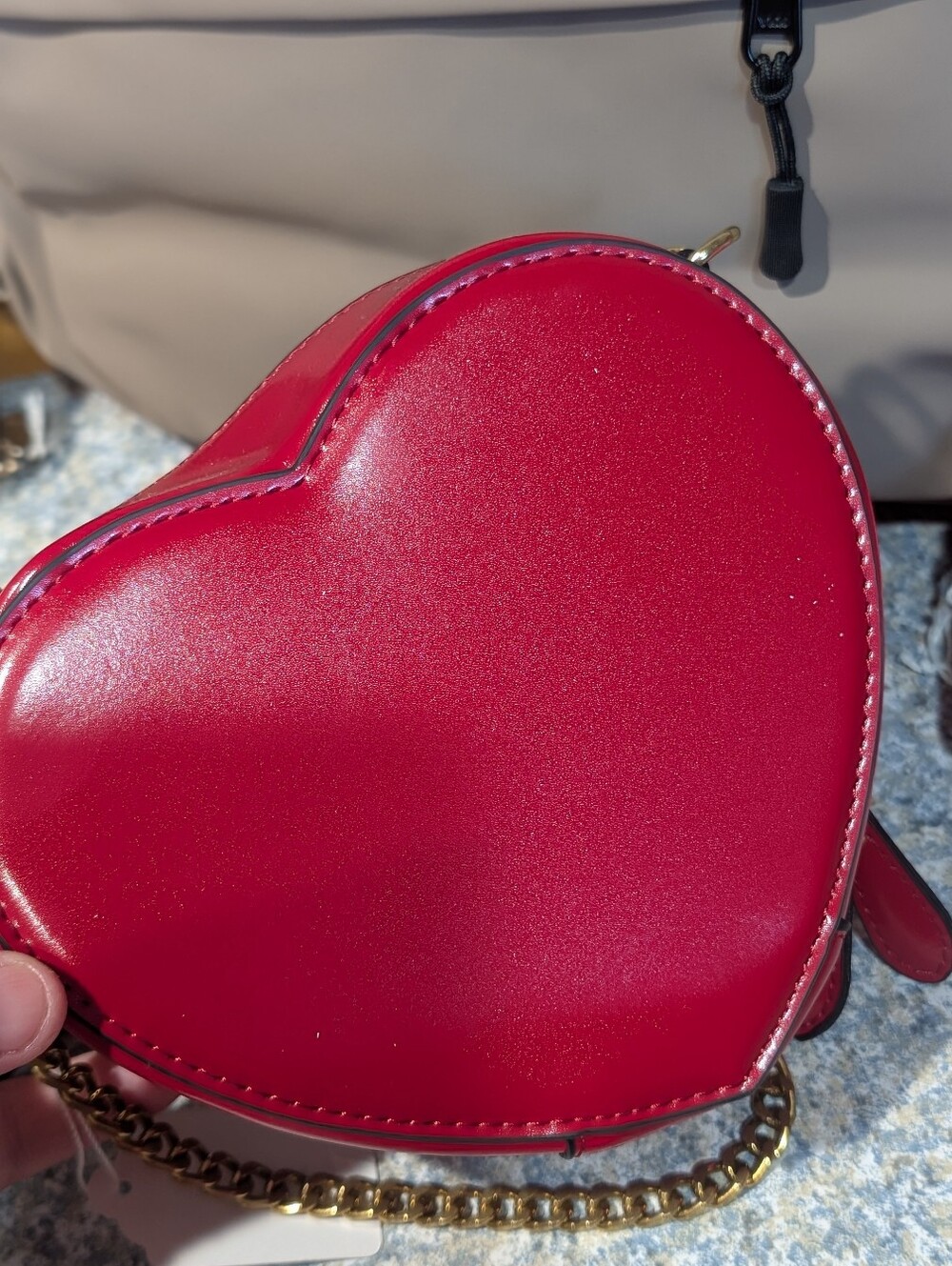 C Heart-Shaped Red Crossbody with Gold 'C' Accent - Picture 2 of 3